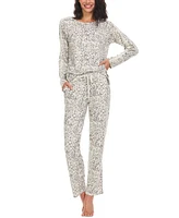 Flora by Nikrooz Erica Lace-Trim Printed Knit Pajama Set