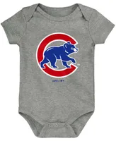 Infant Boys and Girls Royal, Red, Gray Chicago Cubs Born To Win Bodysuit Set, 3 Pack