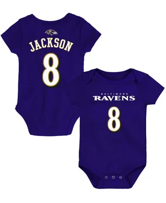 Infant Lamar Jackson Purple Baltimore Ravens Mainliner Name Number Bodysuit