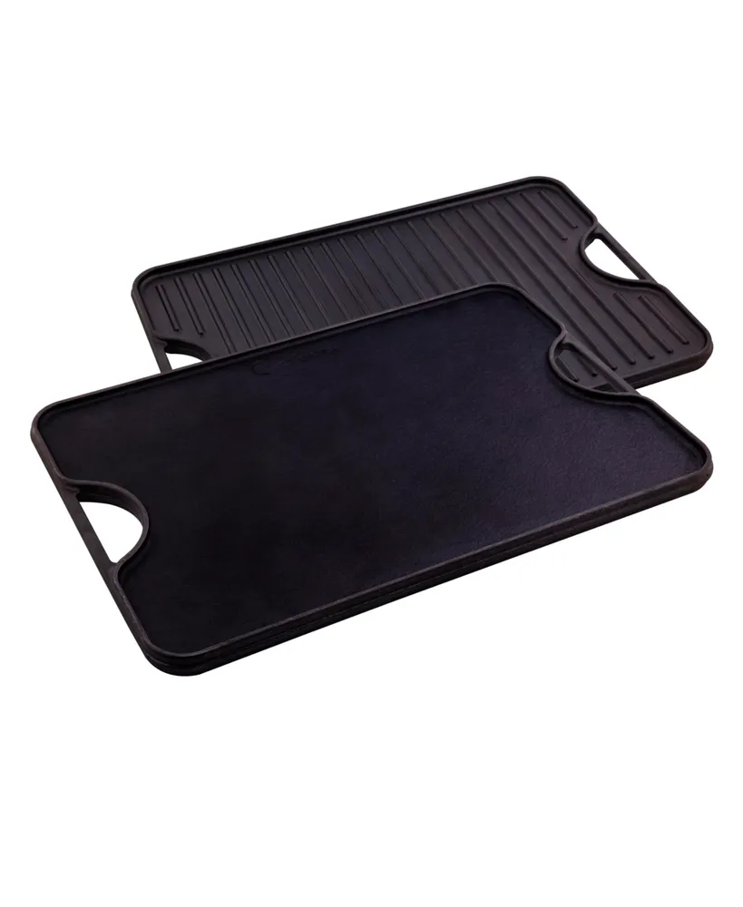 Victoria Large Rectangular Reversible Cast Iron Griddle, Solid, 20" x 14", Seasoned