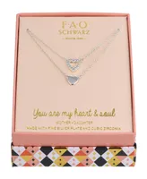Fao Schwarz Fine Silver Plated Heart Pendant Mommy and Me Necklace Set, 2 Piece