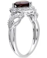 Rhodolite Garnet (1-3/8 ct. t.w.) & Diamond (1/10 Heart Ring Sterling Silver