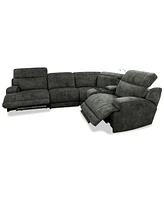 Sebaston -Pc. Fabric Sectional with Power Motion Recliners and 1 Usb Console