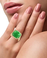 Effy Dyed Green Jade & Diamond (1/3 ct. t.w.) Halo Statement Ring in 14k Gold