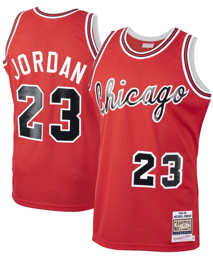 Men's Michael Jordan Red Chicago Bulls 1984-85 Hardwood Classics Rookie Authentic Jersey