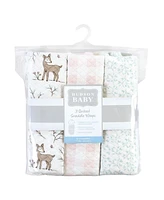 Hudson Baby Girls Quilted Cotton Swaddle Wrap 3pk, Winter Forest, 0-3 Months