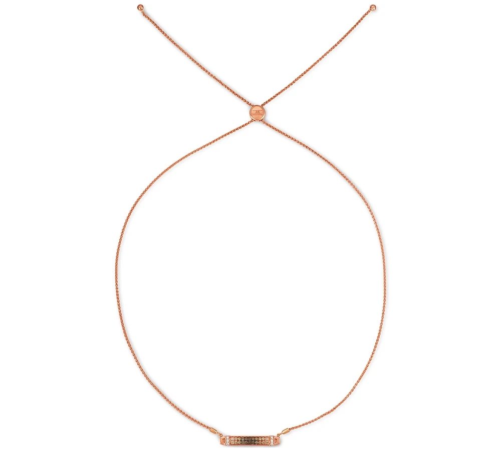 Le Vian Nude Diamond (1/8 ct. t.w.) & Ombre Diamond (1/2 ct. t.w.) Bar 24-1/2" Bolo Necklace in 14k Rose Gold