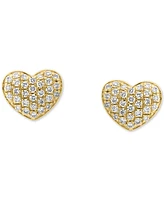 Effy Diamond Pave Heart Stud Earrings (1/5 ct. t.w.) Sterling Silver or 14k Gold-Plated