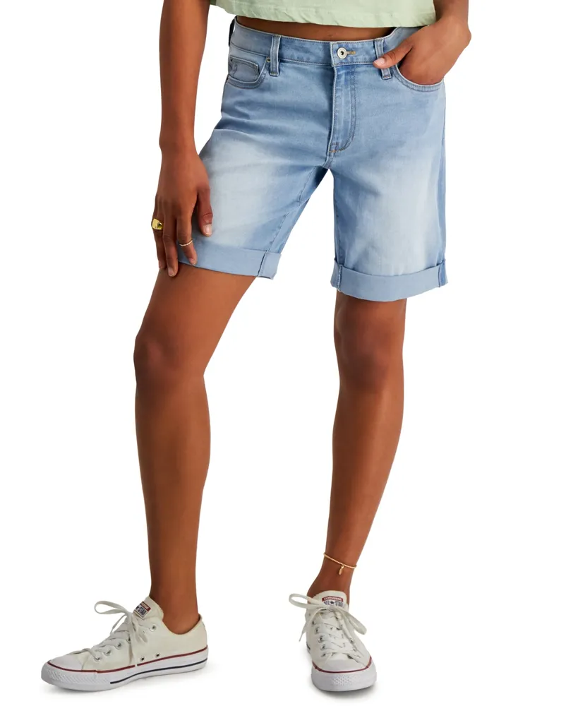 Celebrity Pink Juniors' Cuffed Hem Bermuda Denim Shorts