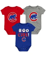 Infant Boys and Girls Royal, Red, Gray Chicago Cubs Born To Win Bodysuit Set, 3 Pack