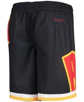 Big Boys Black Houston Rockets Hardwood Classics Throwback Big Face Mesh Shorts