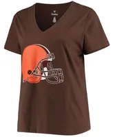 Women's Baker Mayfield Brown Cleveland Browns Name and Number V-Neck T-shirt