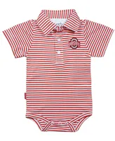 Infant Boys and Girls Scarlet, White Ohio State Buckeyes Carson Striped Short Sleeve Bodysuit