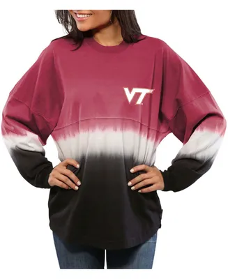 Women's Maroon Virginia Tech Hokies Ombre Long Sleeve Dip-Dyed