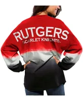 Women's Scarlet Rutgers Knights Ombre Long Sleeve Dip-Dyed