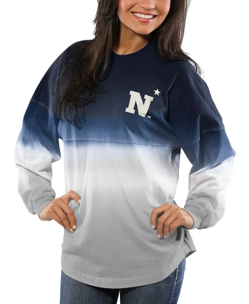 Women's Navy Midshipmen Ombre Long Sleeve Dip-Dyed