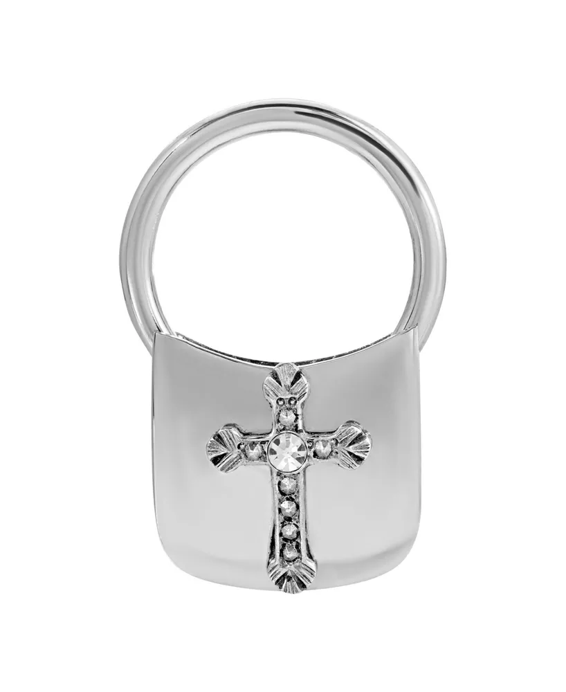 2028 Cross Small Key Fob in Holiday Tin Can - Silver