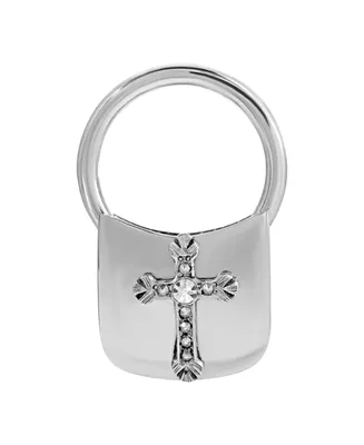2028 Cross Small Key Fob in Holiday Tin Can - Silver