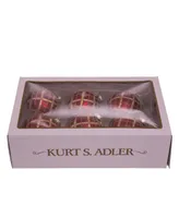 Kurt Adler 80 Mm Plaid Glass Ball Ornaments 6 Piece Set