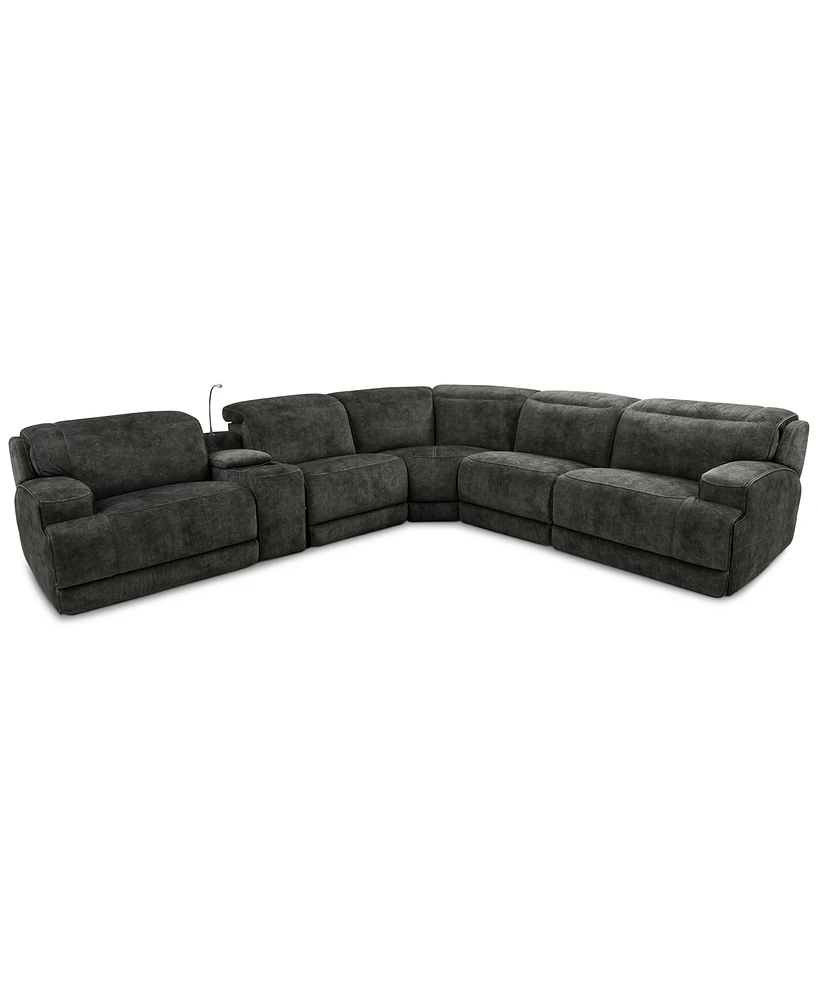 Sebaston -Pc. Fabric Sectional with Power Motion Recliners and 1 Usb Console