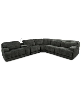 Sebaston -Pc. Fabric Sectional with Power Motion Recliners and 1 Usb Console