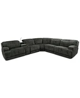 Sebaston -Pc. Fabric Sectional with Power Motion Recliners and 1 Usb Console