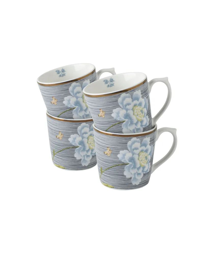 Laura Ashley Heritage Collectables 10 Oz Midnight Pinstripe Mugs in Gift Box, Set of 4