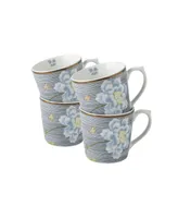 Laura Ashley Heritage Collectables 10 Oz Midnight Pinstripe Mugs in Gift Box, Set of 4