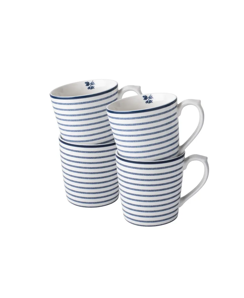 Laura Ashley Blueprint Collectables 17 Oz Candy Stripe Mugs in Gift Box, Set of 4