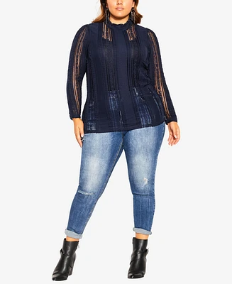 City Chic Plus Size Panelled Lace Top