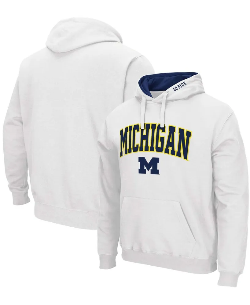 Men's White Michigan Wolverines Arch Logo 3.0 Pullover Hoodie