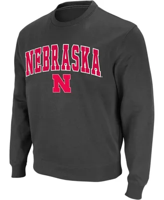 Men's Charcoal Nebraska Huskers Arch Logo Crew Neck Sweatshirt