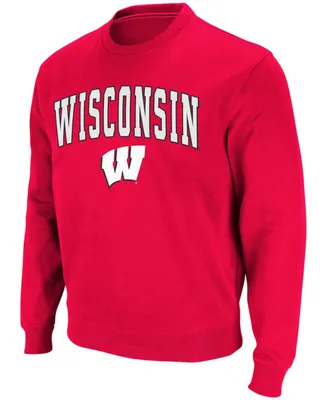 Men's Red Wisconsin Badgers Arch Logo Crew Neck Sweatshirt