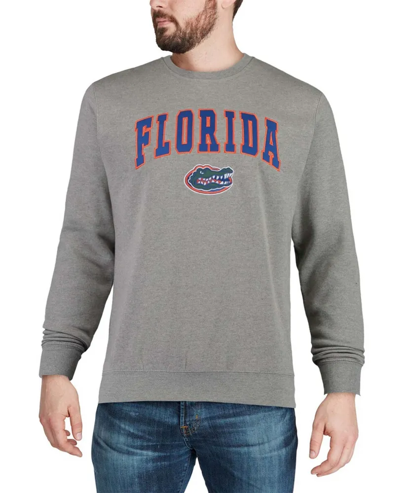 Men's Heathered Gray Florida Gators Arch Logo Crew Neck Sweatshirt