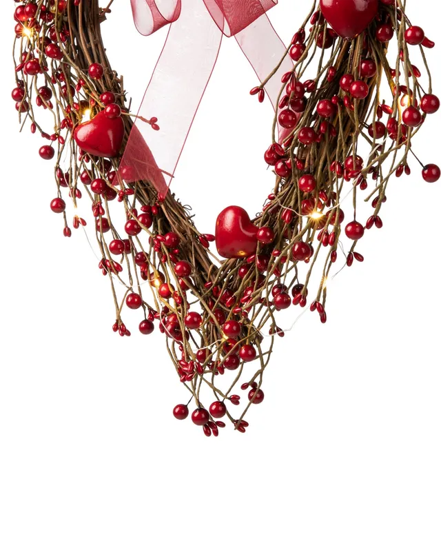 Glitzhome Heart Shaped Hearts & Berry Wreath, Color: Red - JCPenney