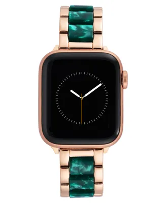 Anne Klein Women's Rose Gold-Tone Alloy and Acetate Bracelet Compatible with 38/40/41mm Apple Watch