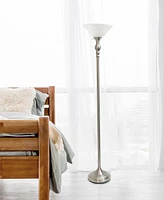 Lalia Home Classic 1 Light Torchiere Floor Lamp with Marbleized Glass Shade