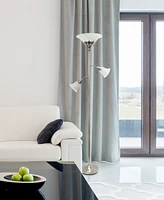 Lalia Home Torchiere Floor Lamp with 2 Reading Lights and Scalloped Glass Shades