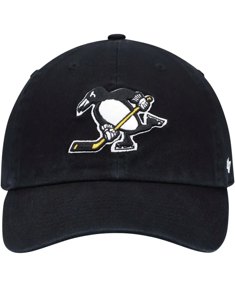 Men's Black Pittsburgh Penguins Logo Clean Up Adjustable Hat