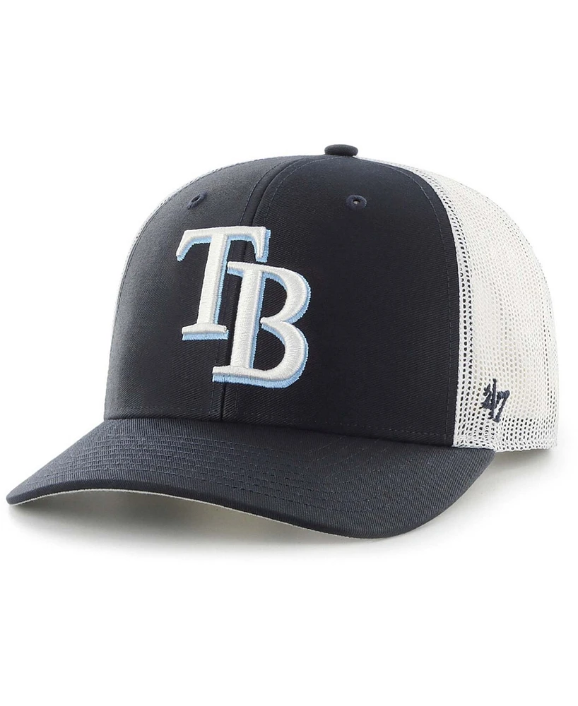 Men's Navy, White Tampa Bay Rays Primary Logo Trucker Snapback Hat