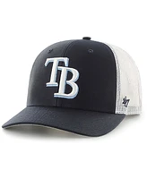 Men's Navy, White Tampa Bay Rays Primary Logo Trucker Snapback Hat