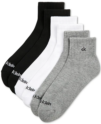 Calvin Klein Athleisure Men's Solid Cushion Quarter Socks, Six Pairs