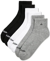 Calvin Klein Athleisure Men's Solid Cushion Quarter Socks, Six Pairs