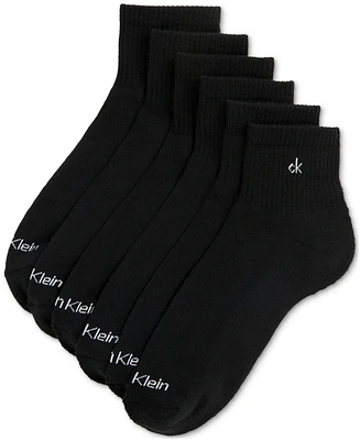 Calvin Klein Athleisure Men's Solid Cushion Quarter Socks, Six Pairs