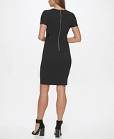 Calvin Klein Solid Faux-Leather Tie-Waist Sheath Dress