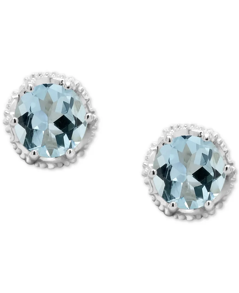 Aquamarine Stud Earrings (3/4 ct. t.w.) Sterling Silver (Also Opal)