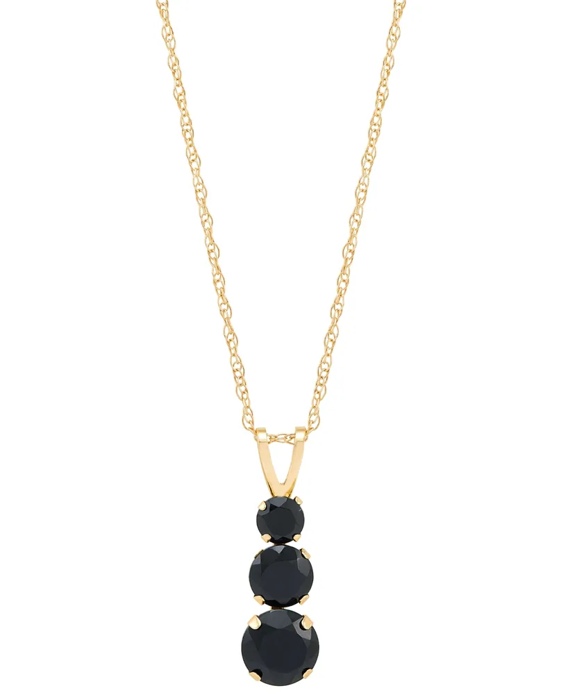 Onyx Graduated 18" Pendant Necklace in 14k Gold