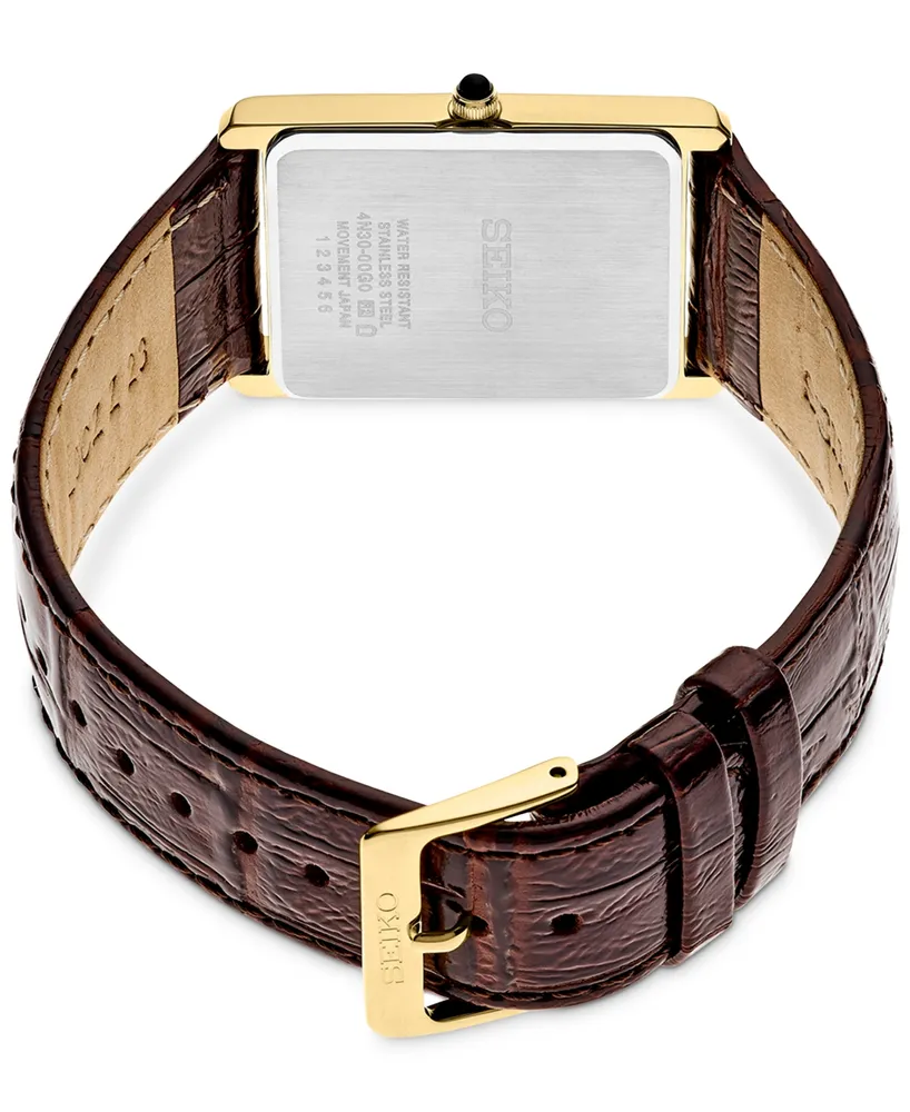 Seiko Men's Essentials Brown Leather Strap Watch 29mm