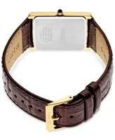 Seiko Men's Essentials Brown Leather Strap Watch 29mm