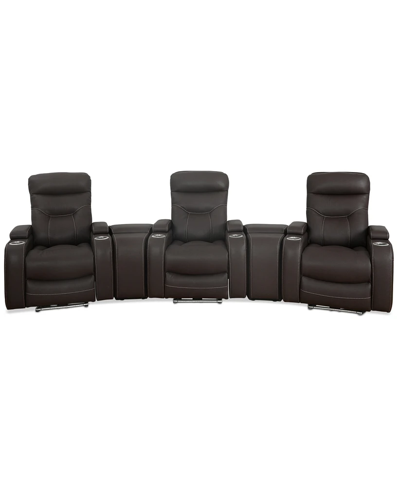 Jabarr -Pc. Beyond Leather Theater Seating with Consoles